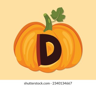Spooky Halloween Pumpkin D Letter Text Symbol
