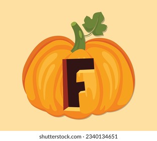 Spooky Halloween Pumpkin F Letter Text Symbol
