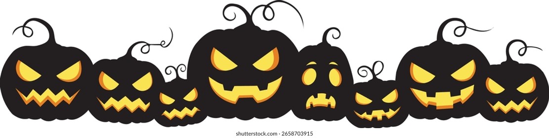 Espeluznante calabaza de Halloween enfrenta el Arte vectorial
