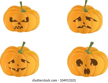 spooky halloween pumpkin isolated over white
