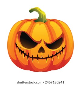 Espeluznante calabaza de Halloween. Jack o linterna. Ilustración de personaje de dibujos animados de Vector