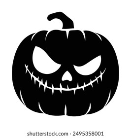 Spooky halloween pumpkin. Jack o lantern. Vector cartoon character silhouette illustration