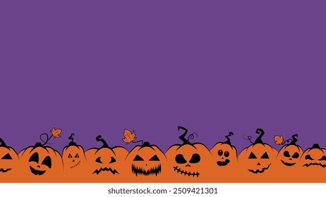 spooky Halloween pumpkin jack o lantern seamless banner vector illustration Halloween party poster