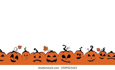 spooky Halloween pumpkin jack o lantern seamless banner vector illustration Halloween party poster