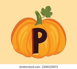 Spooky Halloween Pumpkin P Letter Text Symbol
