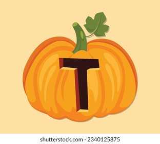 Spooky Halloween Pumpkin T Letter Text Symbol
