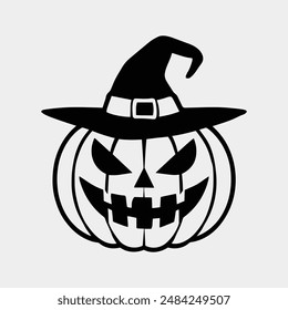 Spooky Halloween pumpkin, Halloween pumpkin Vector, Halloween Pumpkin Face Icon Flat Vector, Spooky Halloween logo, 