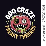 A spooky halloween pumpkin vector illustration with goo craze freaky threads design for halloween art.