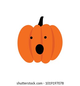 Spooky Halloween pumpkins greeting card. Vector hand drawn isolated character illustration. Doodles style. Flat icon.