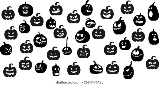 Spooky Halloween pumpkins set. Jack o Lantern.