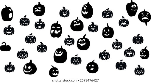 Spooky Halloween pumpkins set. Jack o Lantern.