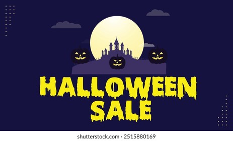 Spooky Halloween Sale Banner Template Customize Black Yellow Purple Background Designs for Promotions Create Eye Catching Banners with Bold Halloween Themes Perfect for Your Halloween Sale Marketing 