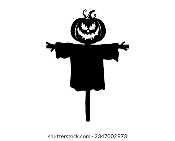 Spooky Halloween Scarecrow Silhouette Illustration