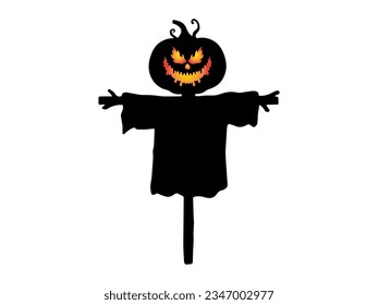 Spooky Halloween Scarecrow Silhouette Illustration