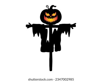 Spooky Halloween Scarecrow Silhouette Illustration