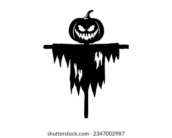Spooky Halloween Scarecrow Silhouette Illustration