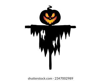 Spooky Halloween Scarecrow Silhouette Illustration
