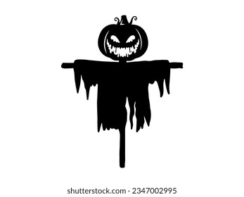 Spooky Halloween Scarecrow Silhouette Illustration