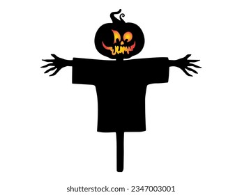 Spooky Halloween Scarecrow Silhouette Illustration