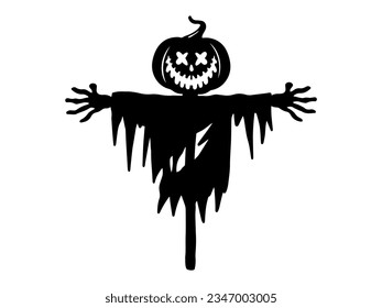 Spooky Halloween Scarecrow Silhouette Illustration