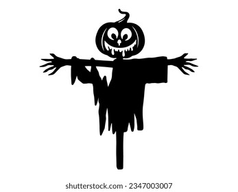 Spooky Halloween Scarecrow Silhouette Illustration