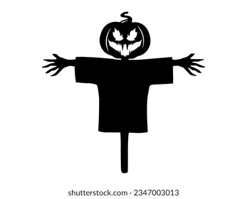 Spooky Halloween Scarecrow Silhouette Illustration