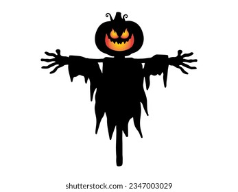 Spooky Halloween Scarecrow Silhouette Illustration
