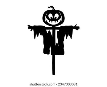 Spooky Halloween Scarecrow Silhouette Illustration