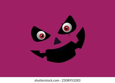 Cena de Halloween assustador com uma figura cabeça de abóbora sob uma lua cheia, com morcegos, fantasmas e fundo roxo misterioso, perfeito para decorações e desenhos de Halloween.