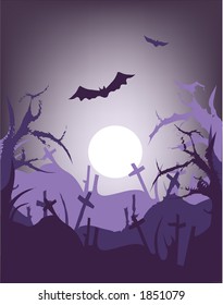Spooky Halloween scene - vector