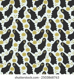 Spooky Halloween seamless vector pattern. 