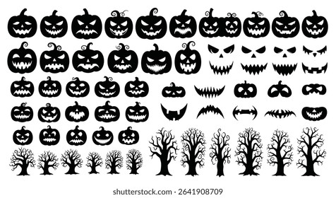 Spooky Halloween Silhouettes A Collection of Icons for Fall Decorating Festive and Horror Design