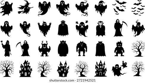 Siluetas espeluznantes de Halloween para proyectos creativos y decoraciones