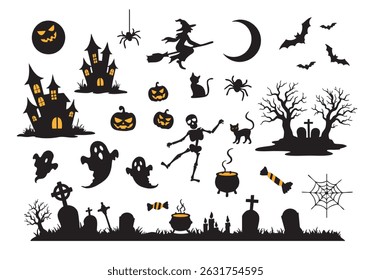 Spooky Halloween Silhouettes Vector Graphics Collection for Design Projects