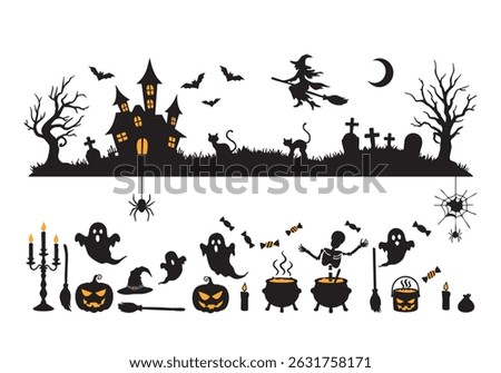 Spooky Halloween Silhouettes Vector Graphics for Party Invitations and Decorations