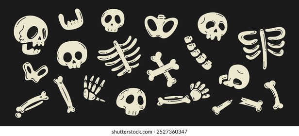 Spooky Halloween Skeleton Cartoon Stickers Bundle