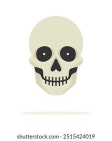 Cráneo espeluznante de Halloween aislado en el fondo blanco. Ilustración vectorial plana