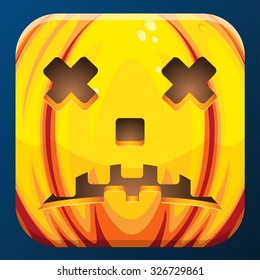 Spooky halloween smiling pumpkin icon