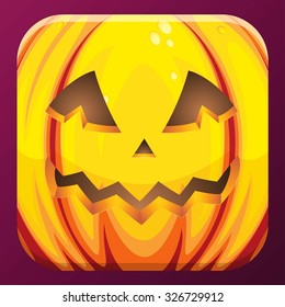 Spooky halloween smiling pumpkin icon