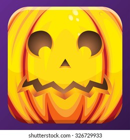Spooky halloween smiling pumpkin icon