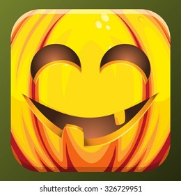 Spooky halloween smiling pumpkin icon