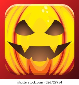 Spooky halloween smiling pumpkin icon