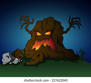 Spooky Halloween Stump - vector image.
