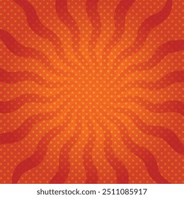 Spooky Halloween sunburst orange gradient and dotted background.Vector illustration