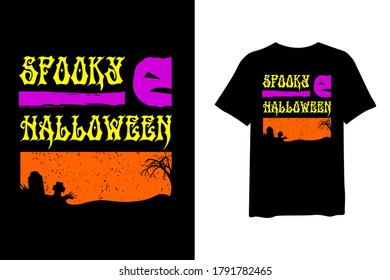 Spooky halloween, T Shirt Design For Print and high quality Graphic, Vector, illustration for halloween tees design