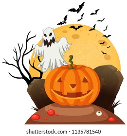 A spooky halloween template illustration