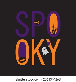 spooky halloween text typography vector illustration