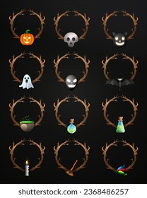 Spooky Halloween Theme Wooden Border Game Avatar Frames set