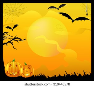 Spooky Halloween Themed Background - Vector illustration