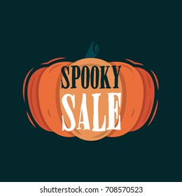Spooky halloween tittle on a pumpkin. Isolated illustration